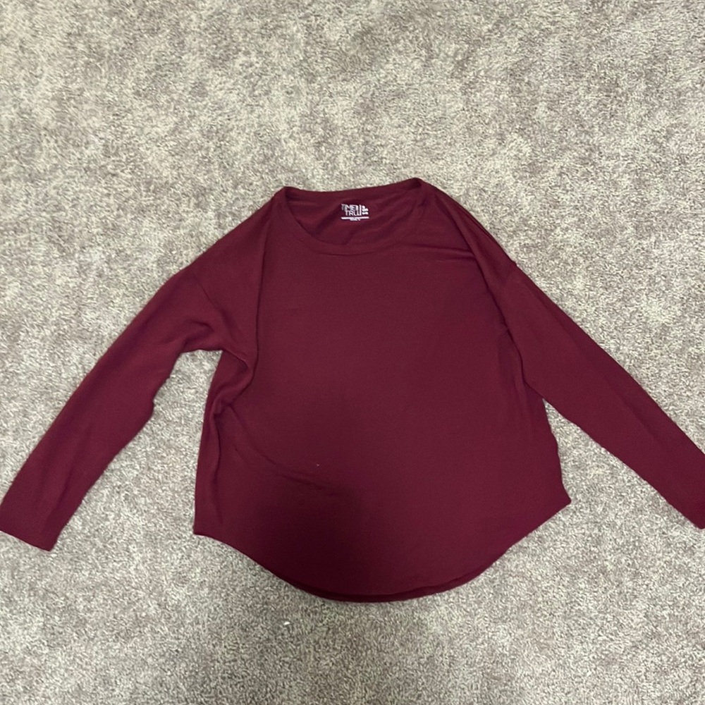 Burgundy women's long sleeve shirt